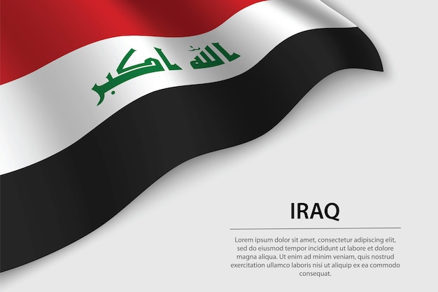 Ola la bandera de Irak sobre fondo blanco Banner o plantilla de vector de cinta para el día de la independencia