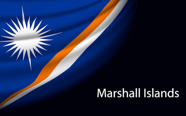 Ola la bandera de las islas marshall sobre fondo oscuro