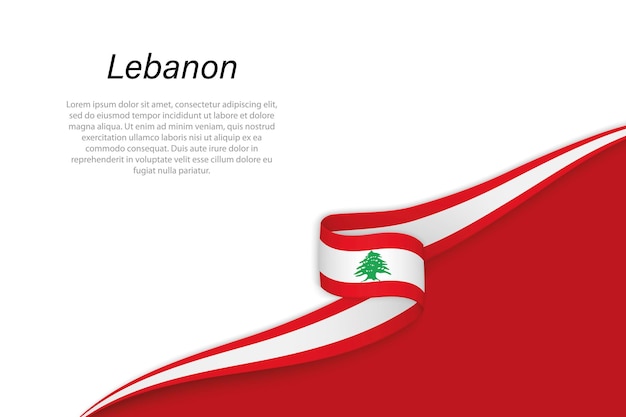 Ola la bandera de Líbano con fondo copyspace