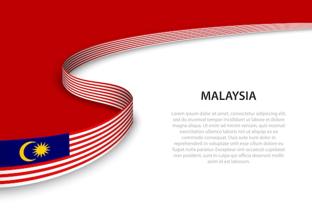 Ola la bandera de malasia con fondo copyspace