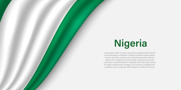 Ola la bandera de nigeria sobre fondo blanco.