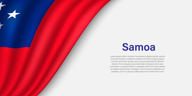 Ola la bandera de Samoa sobre fondo blanco.