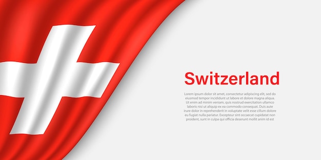 Ola la bandera de Suiza sobre fondo blanco.