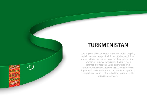 Ola la bandera de turkmenistán con fondo copyspace