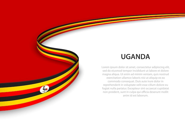 Ola la bandera de uganda con fondo copyspace