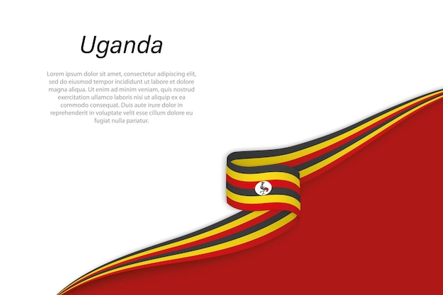 Ola la bandera de Uganda con fondo copyspace