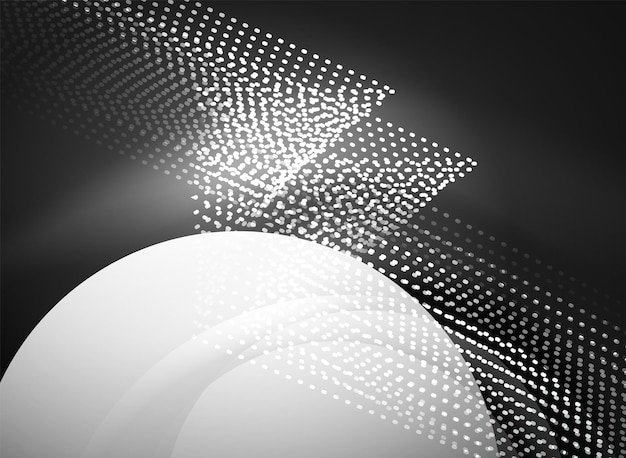 Vector ola brillante creada con partículas sobre fondo de color oscuro ilustración tecno digital vectorial