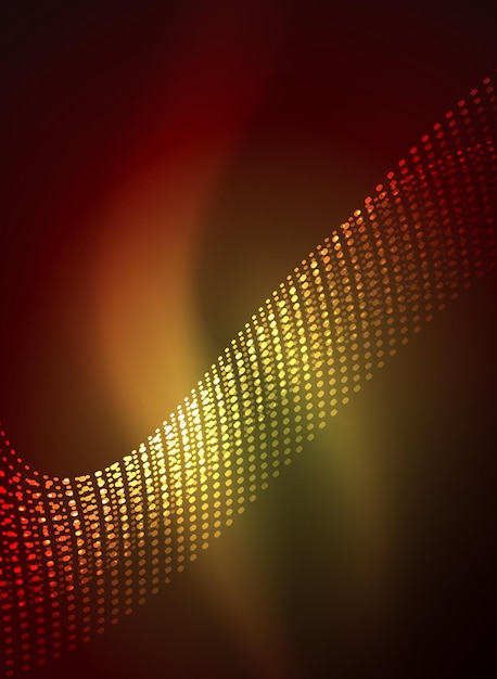Ola brillante creada con partículas sobre fondo de color oscuro Ilustración tecno digital vectorial