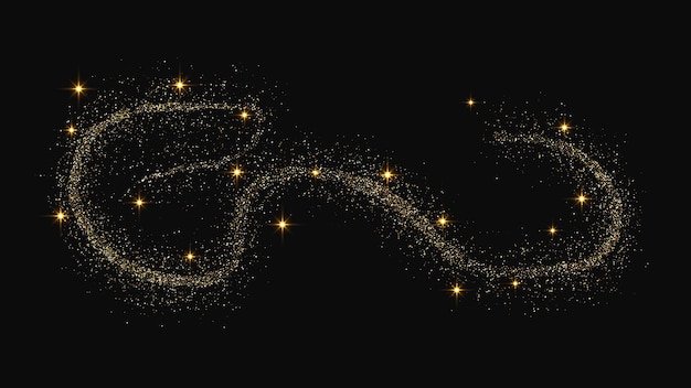 Una ola de confeti dorado y reluciente y polvo de estrellas.