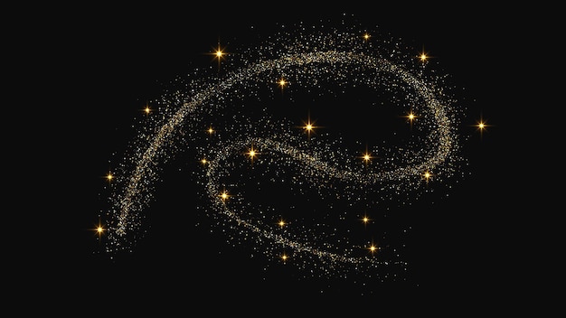 Una ola de confeti dorado y reluciente y polvo de estrellas.