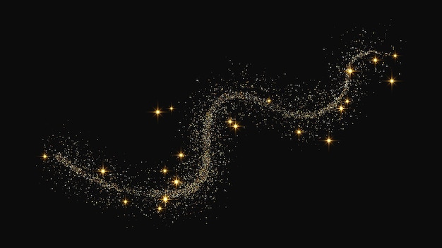 Una ola de confeti dorado y reluciente y polvo de estrellas.