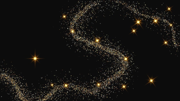 Una ola de confeti dorado y reluciente y polvo de estrellas.