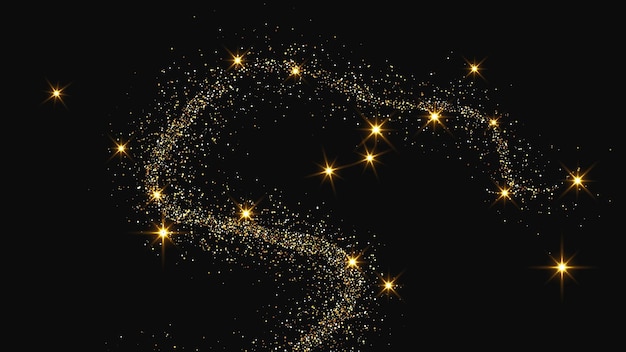 Una ola de confeti dorado y reluciente y polvo de estrellas.