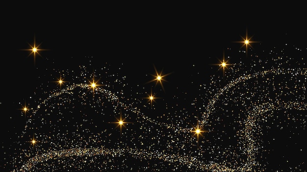 Una ola de confeti dorado y reluciente y polvo de estrellas.