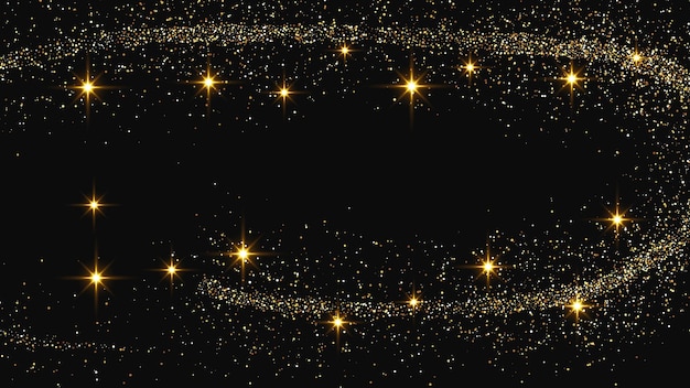 Una ola de confeti dorado y reluciente y polvo de estrellas.