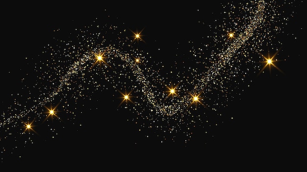 Una ola de confeti dorado y reluciente y polvo de estrellas.
