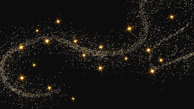 Una ola de confeti dorado y reluciente y polvo de estrellas.