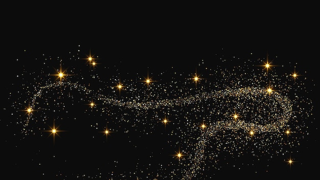 Una ola de confeti dorado y reluciente y polvo de estrellas.
