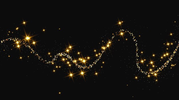 Una ola de confeti dorado y reluciente y polvo de estrellas.