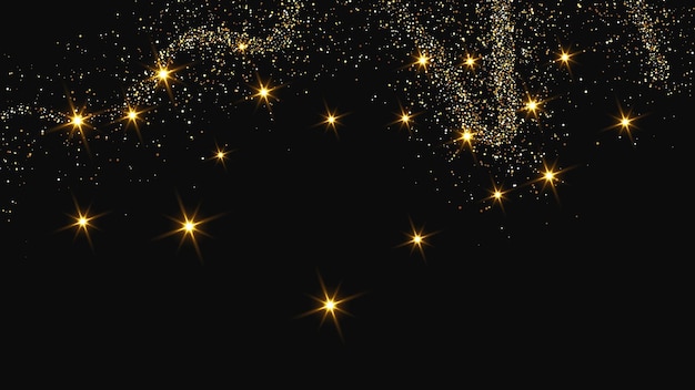 Una ola de confeti dorado y reluciente y polvo de estrellas.