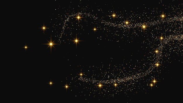 Una ola de confeti dorado y reluciente y polvo de estrellas.