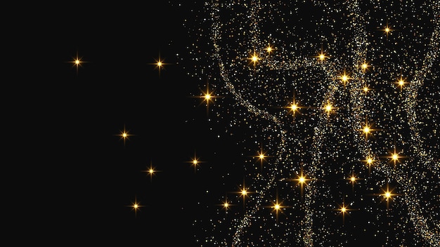 Una ola de confeti dorado y reluciente y polvo de estrellas.