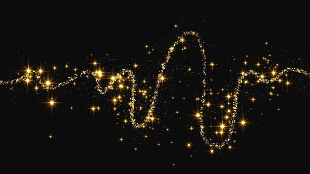 Una ola de confeti dorado y reluciente y polvo de estrellas.
