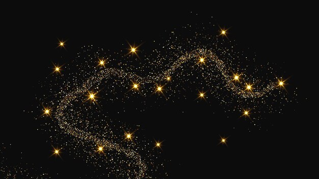 Una ola de confeti dorado y reluciente y polvo de estrellas.