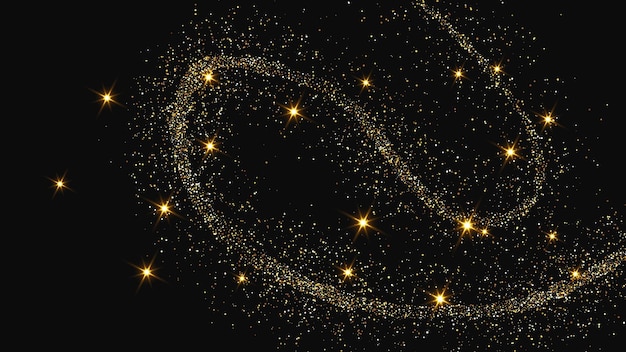 Una ola de confeti dorado y reluciente y polvo de estrellas.