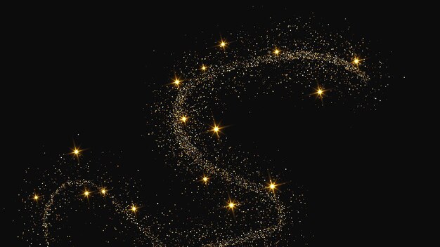 Una ola de confeti dorado y reluciente y polvo de estrellas.