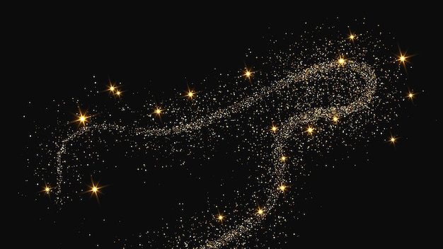 Una ola de confeti dorado y reluciente y polvo de estrellas.