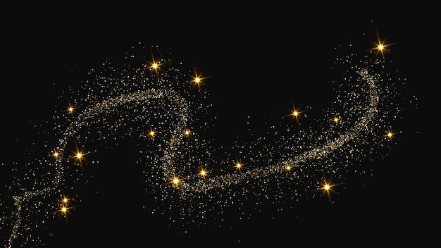 Una ola de confeti dorado y reluciente y polvo de estrellas.