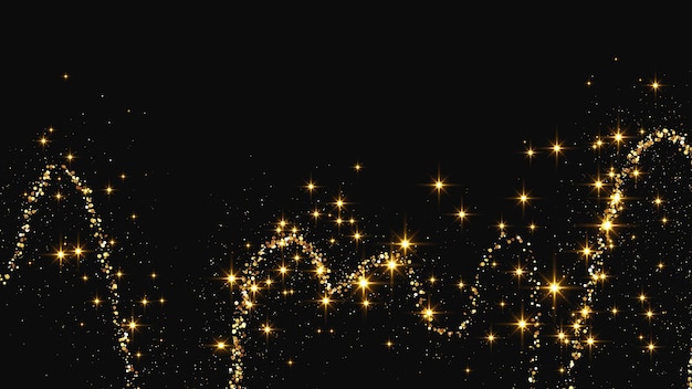 Una ola de confeti dorado y reluciente y polvo de estrellas.