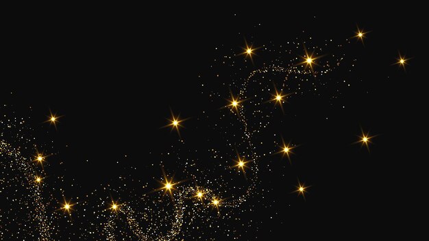 Una ola de confeti dorado y reluciente y polvo de estrellas.