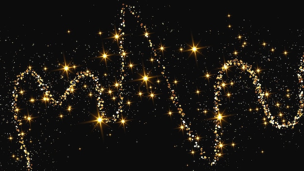 Una ola de confeti dorado y reluciente y polvo de estrellas.