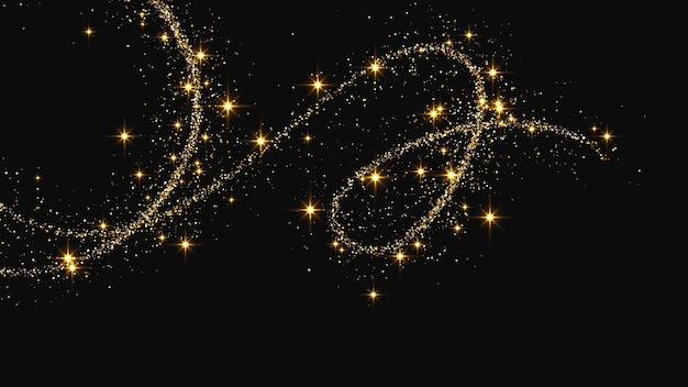 Una ola de confeti dorado y reluciente y polvo de estrellas.