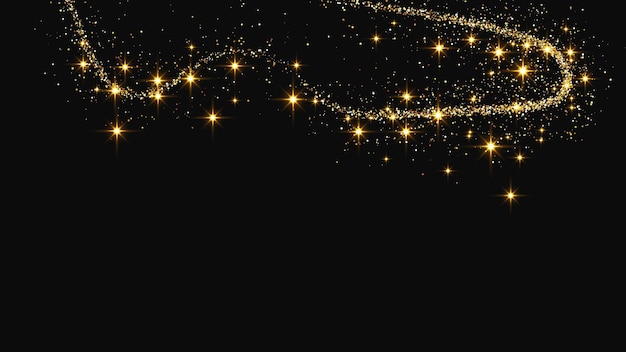 Una ola de confeti dorado y reluciente y polvo de estrellas.