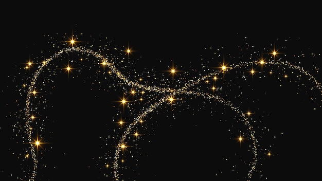 Una ola de confeti dorado y reluciente y polvo de estrellas.