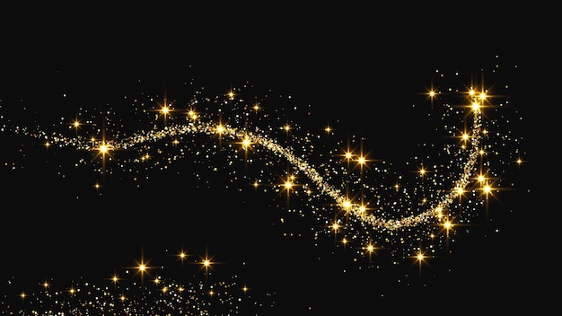 Una ola de confeti dorado y reluciente y polvo de estrellas.