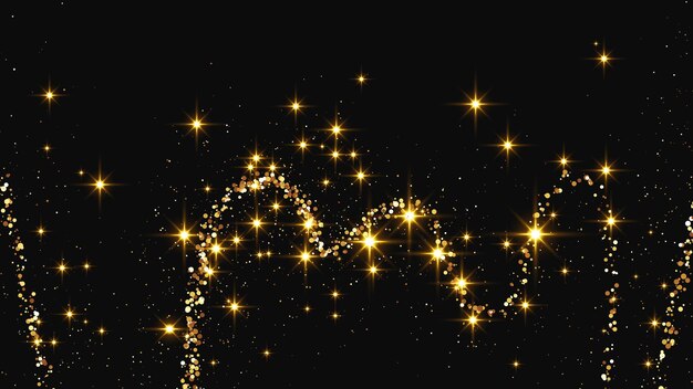 Una ola de confeti dorado y reluciente y polvo de estrellas.