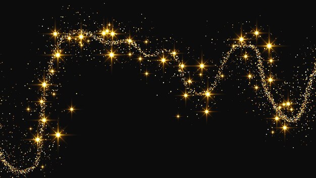 Una ola de confeti dorado y reluciente y polvo de estrellas.