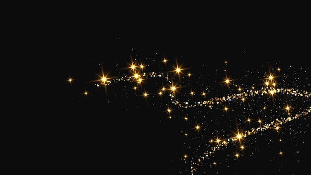Una ola de confeti dorado y reluciente y polvo de estrellas.
