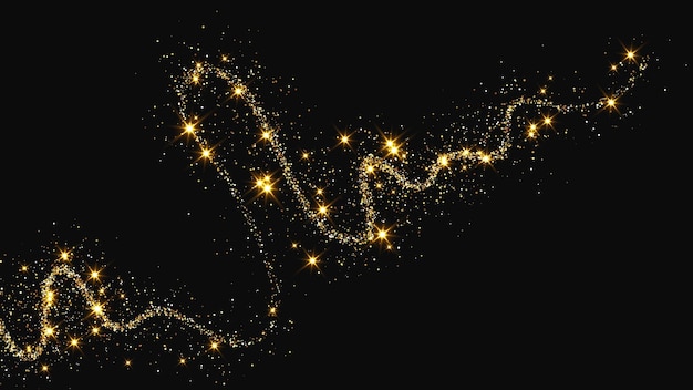 Una ola de confeti dorado y reluciente y polvo de estrellas.