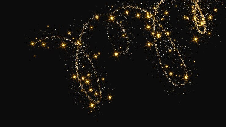 Vector una ola de confeti dorado y reluciente y polvo de estrellas.