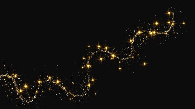 Una ola de confeti dorado y reluciente y polvo de estrellas.