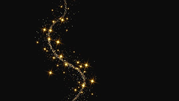 Una ola de confeti dorado y reluciente y polvo de estrellas.