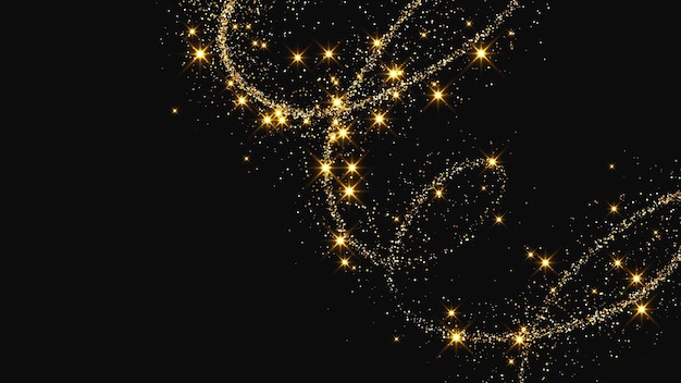Una ola de confeti dorado y reluciente y polvo de estrellas.