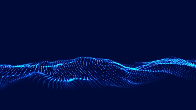 Ola futurista abstracta con puntos en movimiento Flujo de partículas Ilustración de tecnología cibernética vectorial