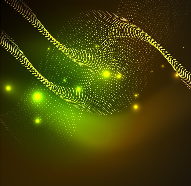 Ola iluminada 3D de partículas brillantes Elemento de diseño HUD Tecnología concepto de salpicadura digital