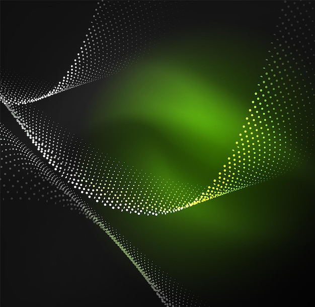 Vector ola iluminada 3d de partículas brillantes elemento de diseño hud tecnología concepto de salpicadura digital